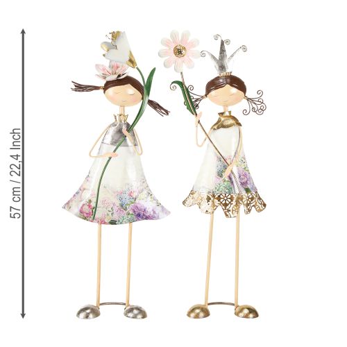Article Figurines décoratives décoration de balcon figurines de fille en métal 56/57cm 2pcs