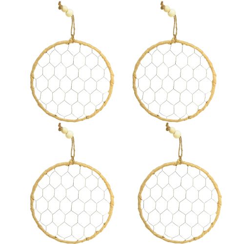 Article Anneau décoratif en métal Raphia à suspendre Ø20cm 4pcs