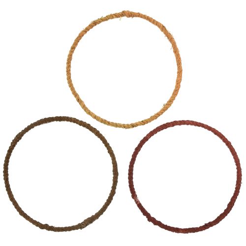 Article Anneau décoratif anneau coloré boucle de jute jaune ocre marron Ø20cm 9pcs