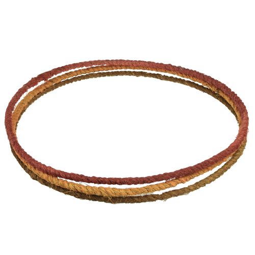 Article Anneau décoratif anneau coloré avec jute jaune ocre marron Ø30cm 3pcs