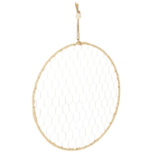 Floristik24 Anneau décoratif en métal Ø38cm, décoration suspendue, raphia, argent, naturel, décoration murale bohème, décoration polyvalente, lot de 4