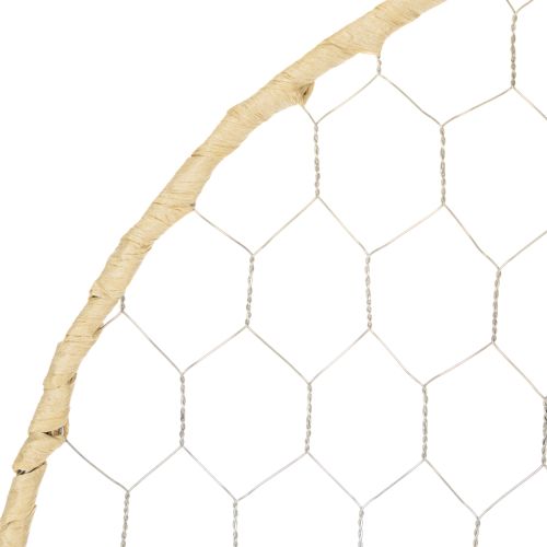 Article Anneau décoratif en métal Ø38cm, décoration suspendue, raphia, argent, naturel, décoration murale bohème, décoration polyvalente, lot de 4