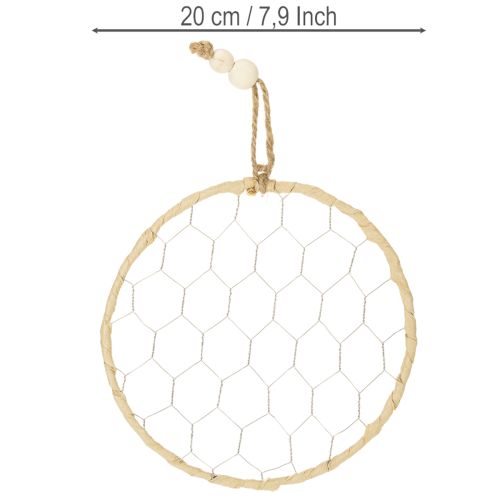 Article Anneaux décoratifs en métal et raphia, Ø 20 cm, lot de 4, décoration murale bohème, décoration de fenêtre
