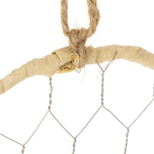 Article Anneaux décoratifs en métal et raphia, Ø 20 cm, lot de 4, décoration murale bohème, décoration de fenêtre