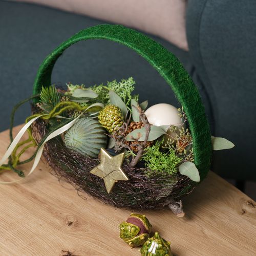 Article Anneau décoratif jute décoration boucle vert vert foncé 4cm Ø30cm 2pcs