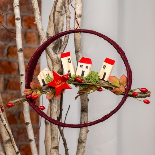 Article Anneau décoratif jute décoration boucle rouge rouge foncé 4cm Ø30cm 2pcs
