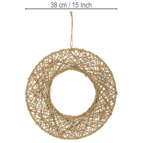 Article Anneaux décoratifs en jute, décoration suspendue naturelle, style bohème, Ø 38 cm, lot de 2, anneaux métalliques, décoration murale, décoration de fenêtre