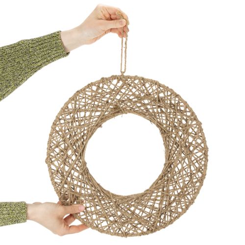 Article Anneaux décoratifs en jute, décoration suspendue naturelle, style bohème, Ø 38 cm, lot de 2, anneaux métalliques, décoration murale, décoration de fenêtre