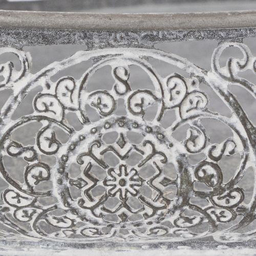 Article Bol décoratif en métal, motif gris, ovale, L36cm/33,5cm, lot de 2