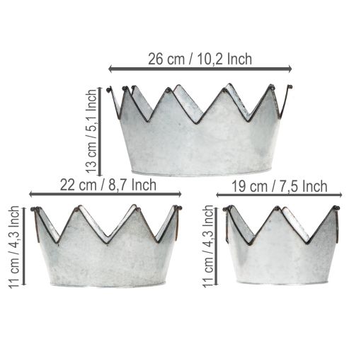 Article Bol décoratif en métal, couronne Ø 26,5/22,5/19 cm, lot de 3