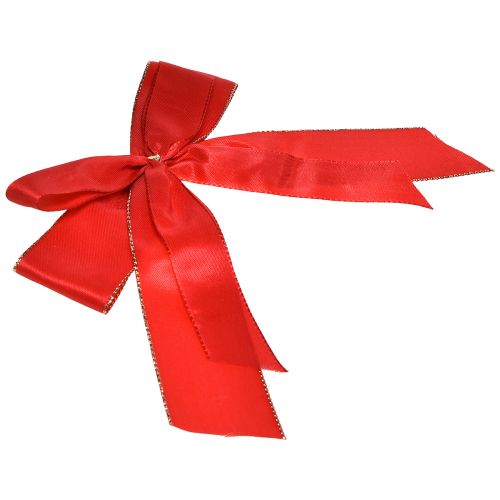 Floristik24 Noeud décoratif noeud rouge avec bord doré - décoration de Noël élégante 4cm de large 15×21cm 10pcs