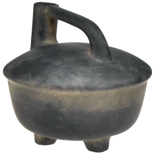Article Vase décoratif pichet en céramique aspect antique beige anthracite 18cm