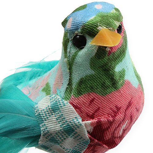 Floristik24 Oiseau décoratif sur fil Turkis 13cm 2pcs