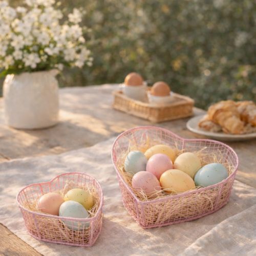 Article Paniers en fil de fer, en forme de cœur, pour la décoration et le rangement, 20 cm, lot de 4