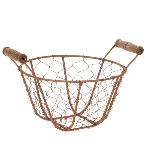 Panier en fil de fer, panier en métal avec anse, bois, rouille, décoratif, Ø18cm acheter | Floristik24.fr