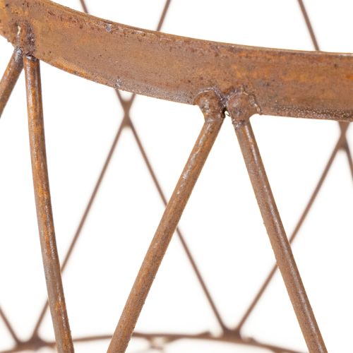 Article Panier ovale en fil de fer avec anse, décoration de jardin, finition rouille, 30 x 25 cm, lot de 2