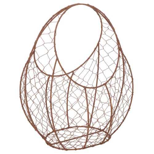 Panier en fil de fer, jardinière en métal, décoration printanière, panier de Pâques, marron, finition rouille, H 34 cm x L 30 cm acheter | Floristik24.fr