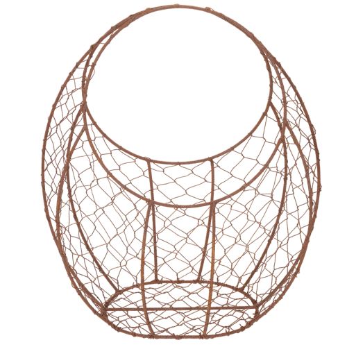 Panier en fil de fer, jardinière en métal, décoration printanière, panier de Pâques, marron, finition rouille, H 34 cm x L 30 cm | Floristik24.fr