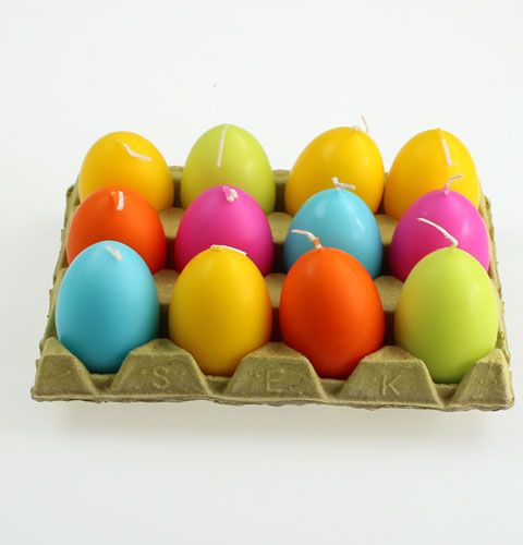 Pâques Bougie d'oeuf 6cm multicolores assorties 12pcs | Floristik24.fr