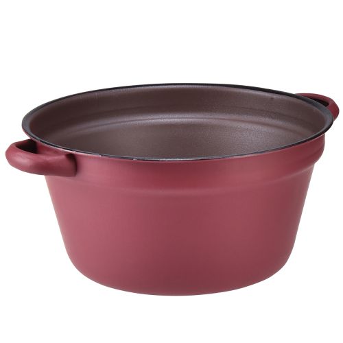 Article Seau avec anses bac décoratif métal pour plantation rouge Ø20,5cm H10,5cm