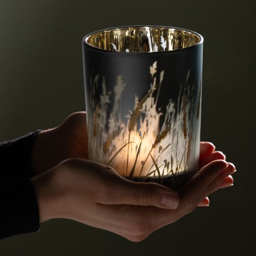 Article Lanterne décorative élégante à motif d'herbe pour une touche chaleureuse dans votre intérieur, 12,5 cm, lot de 2.