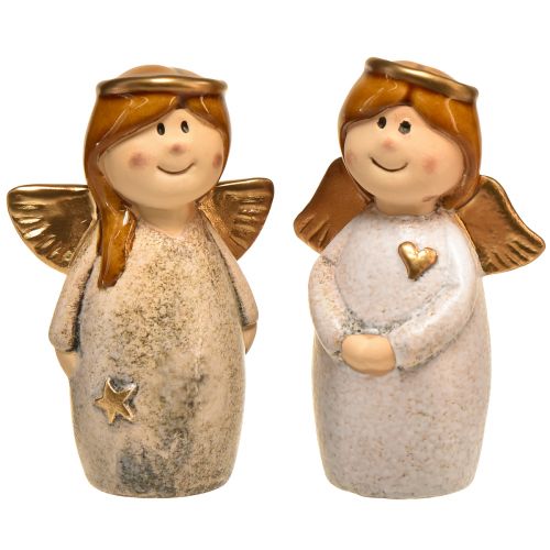 Floristik24 Figurines décoratives d&#39;ange – Crème et blanc avec accents dorés, 13 cm – Embellissement céleste pour votre maison – Lot de 2