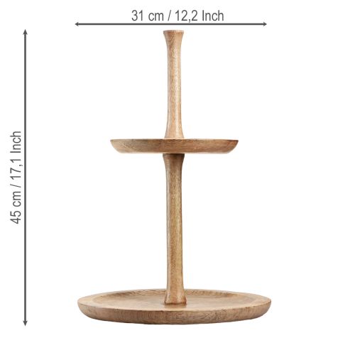 Article Présentoir à gâteaux décoration bois 2 étages naturel rond Ø31/20cm H45cm