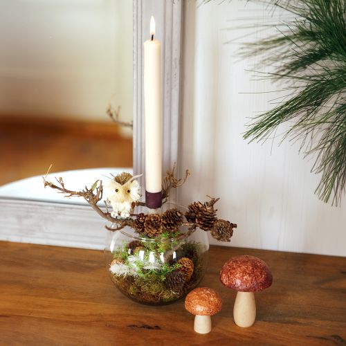 Article Bouchons de fleurs décoratifs hibou décoration d&#39;automne naturel Ø4cm H8cm 4pcs