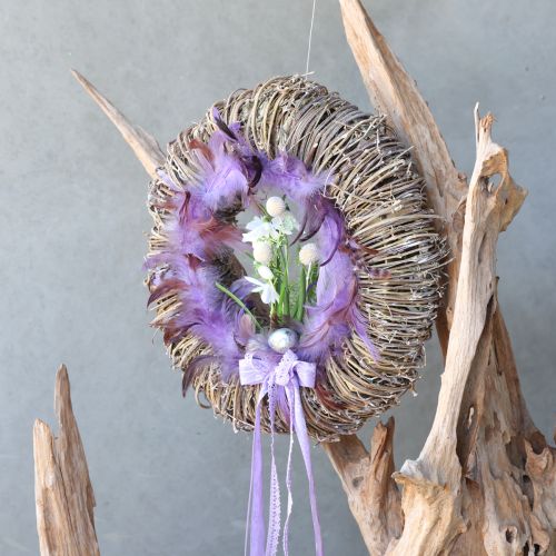 Floristik24 Couronne de plumes couronne décorative de plumes de faisan violettes Ø20cm 3 pcs