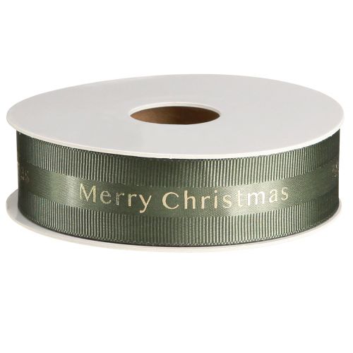 Article Ruban de Noël festif vert foncé avec inscription dorée &quot;Joyeux Noël&quot;, largeur 25 mm, longueur 20 m
