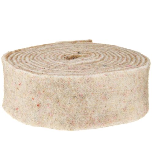 Article Ruban de feutre, ruban de laine, tissu décoratif, feutre de laine beige marron-rouge, 7,5 cm, 5 m