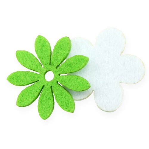 Floristik24 Fleur en feutre à tartiner verte, blanche 3,5cm 96pcs