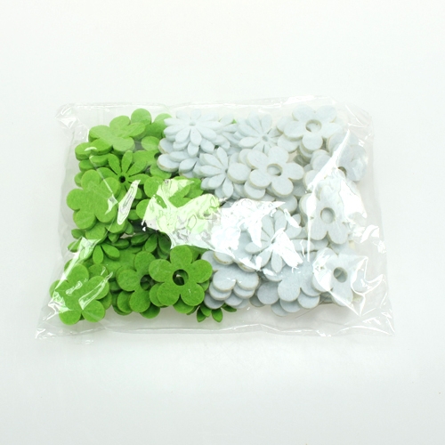 Floristik24 Fleur en feutre à tartiner verte, blanche 3,5cm 96pcs