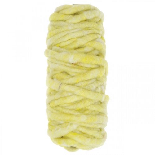 Cordon feutre avec cordon laine jaune pastel 20m