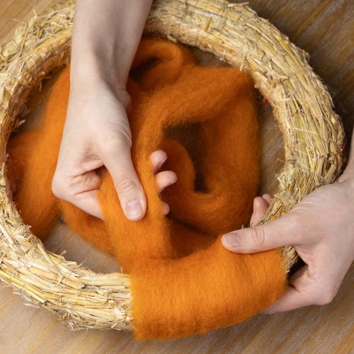 Article Cordon de laine feutrée orange, 2 m, pour loisirs créatifs, reliure et décoration