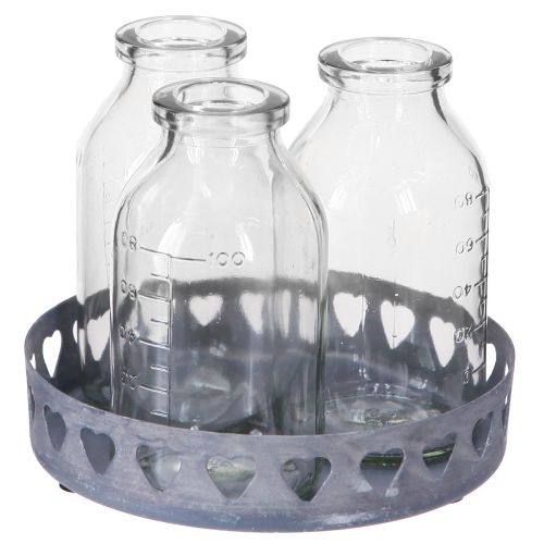 Floristik24 Plateau rond en métal pour mini-vases en verre décoratifs pour bouteilles, Ø 11,5 cm