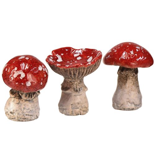 Floristik24 Charmantes décorations de champignons en céramique - Rouge à pois blancs, 8,6 cm - Décoration de jardin idéale - Paquet de 3