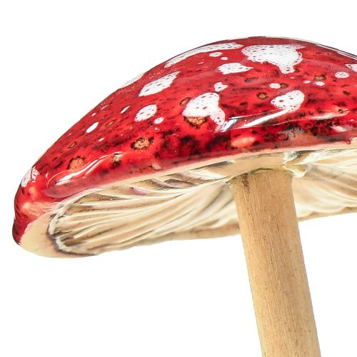 Article Champignons vénéneux sur bâton, rouges, 5,5 cm - champignons d&#39;automne décoratifs pour le jardin et la maison, 6 pièces