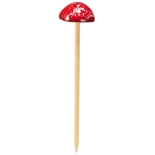 Article Champignons vénéneux sur bâton, rouges, 5,5 cm - champignons d&#39;automne décoratifs pour le jardin et la maison, 6 pièces