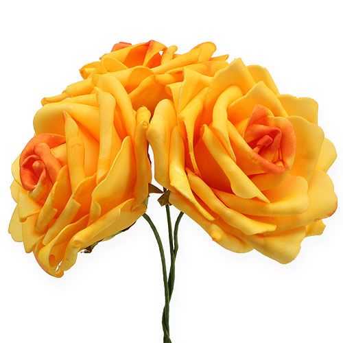 Floristik24 Roses en mousse jaune foncé Ø10cm 8pcs