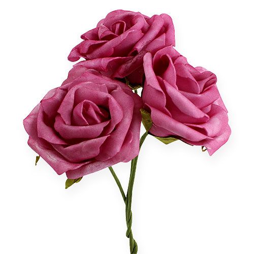 Floristik24 Rose en mousse Ø 8cm fuchsia 18 pcs