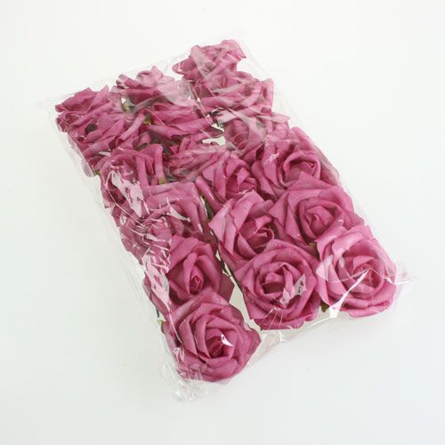 Floristik24 Rose en mousse Ø 8cm fuchsia 18 pcs