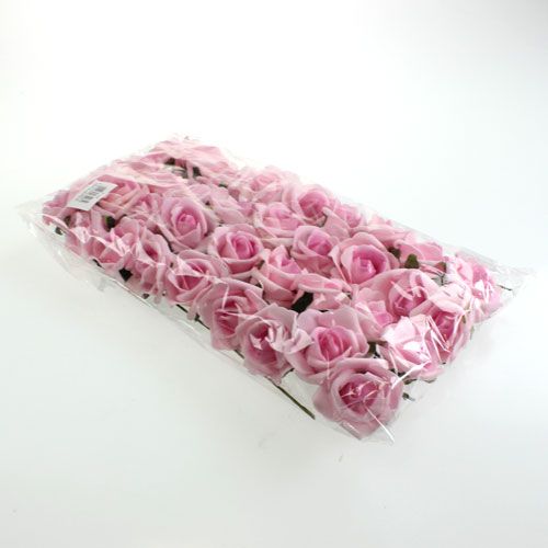 Floristik24 Rose mousse Ø4.5cm violet clair 36p