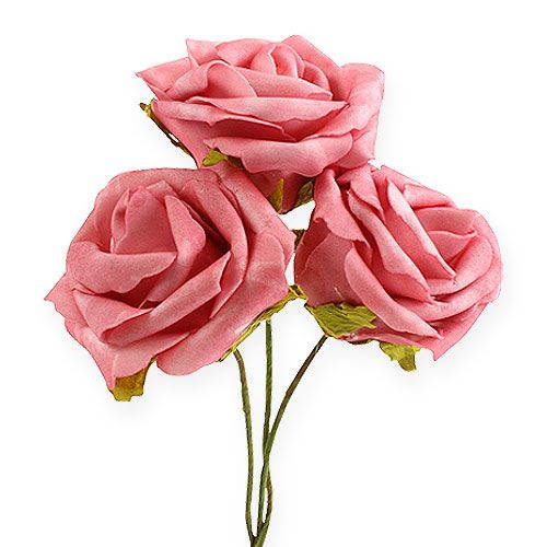 Floristik24 Rose en mousse Ø 8cm rose 18 pcs