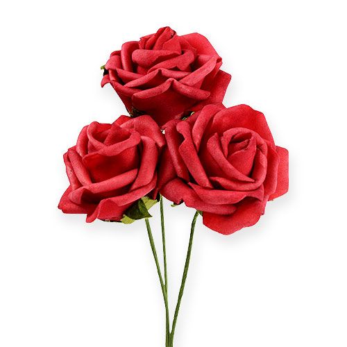 Floristik24 Rose en mousse Ø6cm rouge 27p