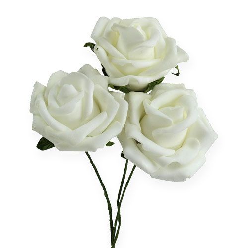 Floristik24 Rose en mousse Ø6cm blanc 27p