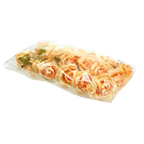 Floristik24 Rose en mousse Ø 8cm abricot 18 pcs