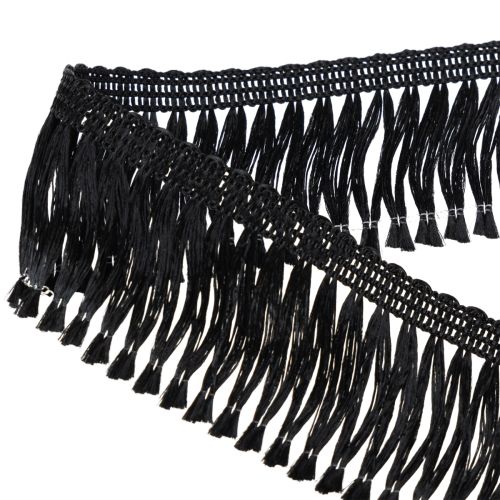 Article Ruban noir à franges 4 cm, cordon, lurex décoratif à franges 25 m