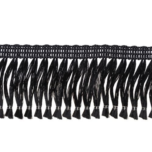 Article Ruban noir à franges 4 cm, cordon, lurex décoratif à franges 25 m