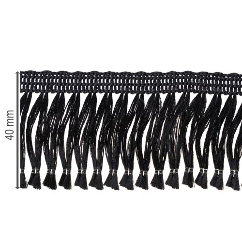 Article Ruban noir à franges 4 cm, cordon, lurex décoratif à franges 25 m
